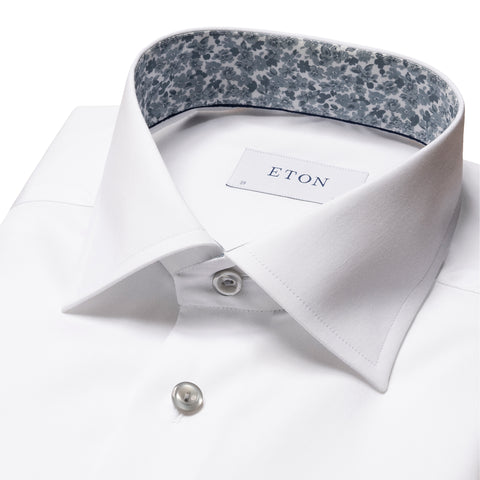 White Wrinkle Free Cotton Linen Shirt - Eton