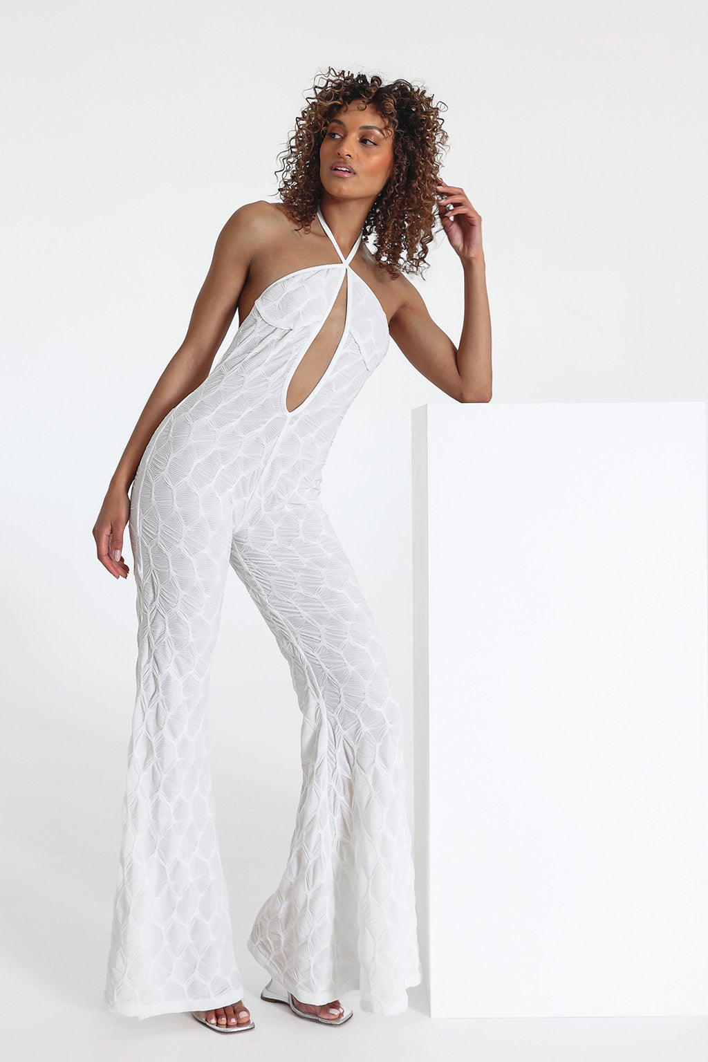 white beach jumpsuit