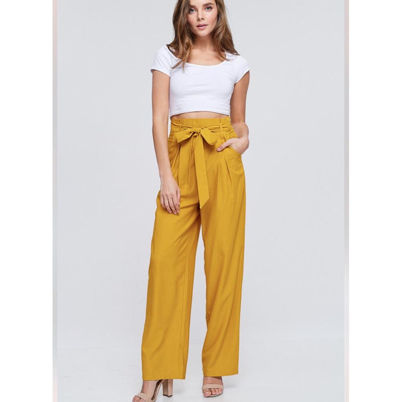 mustard high waisted trousers