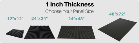 1 inch thick acoustic foam panels - multiple sizes available - 12x12 inches, 24x24 inches, 24x48 inches, 48x72 inches