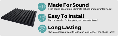 1 inch thickness - Benefits of acoustic soundproofing foam – specifically made to dampen noise, long lasting high-quality formula, easy to install studio foam