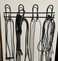 DIY cable organization with a coat rack 