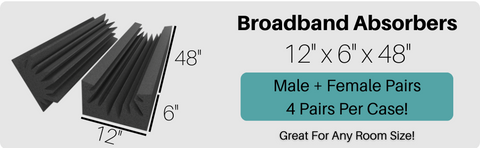 broadband acoustic absorbers - dimensions - male and female pairs