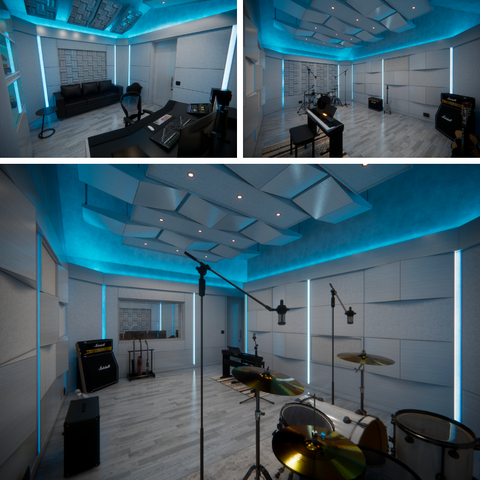 recording studio control and live room designed by SoundAssured Acoustics