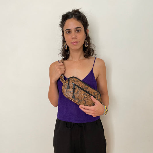 Brick Repurposed Leather Banana Crossbody Bag – Ariana Castellanos