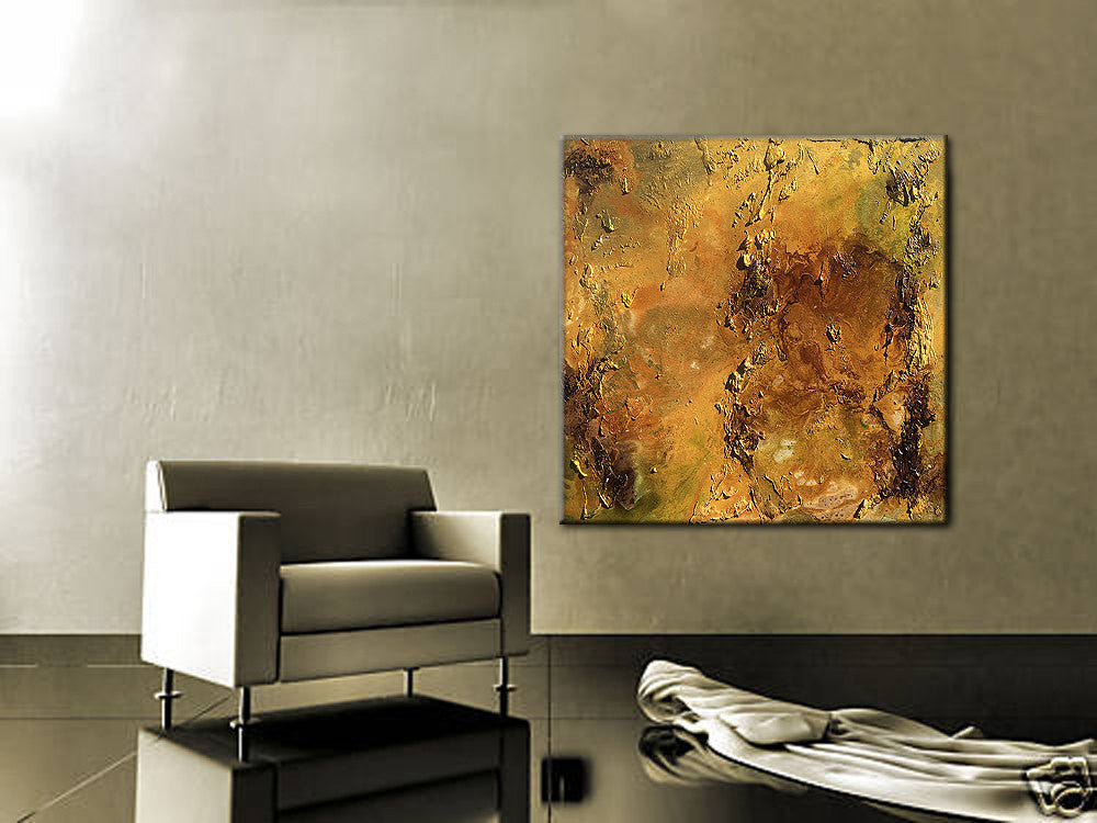 Huge Original Abstract Painting Rich Textured Metallic Contemporary Canvas Art Interior Design By Henry Parsinia Large 36x36