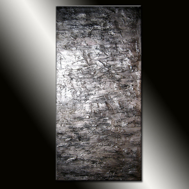 Texture Silver Metallic Abstract painting large Wall Art On Canvas Rea