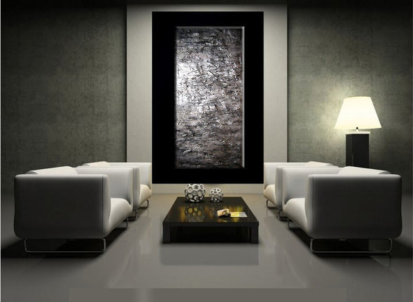 Texture Silver Metallic Abstract painting large Wall Art On Canvas Rea