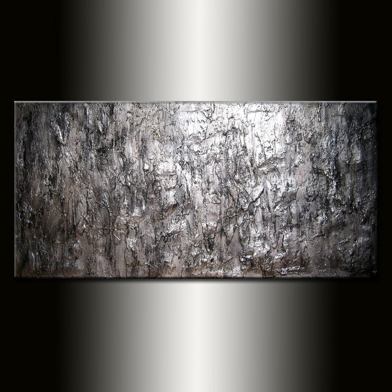 Texture Silver Metallic Abstract painting large Wall Art On Canvas Rea