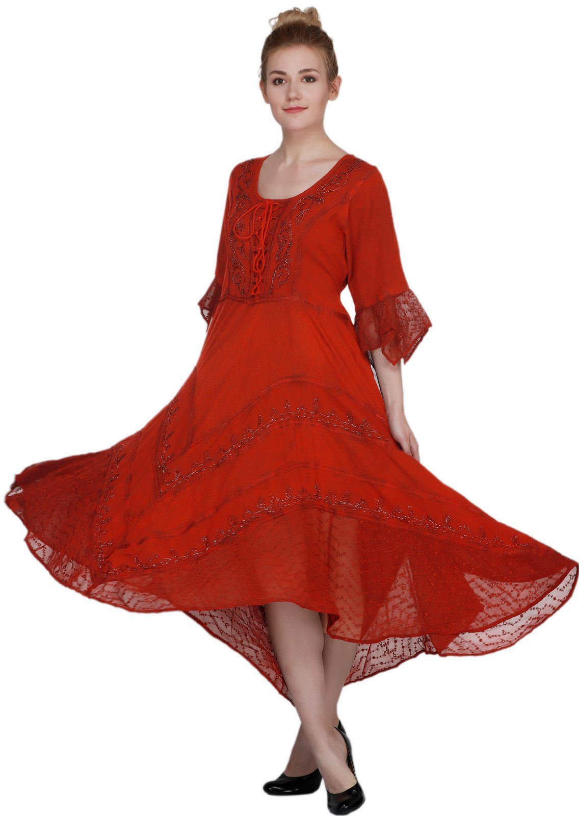 red empire dress