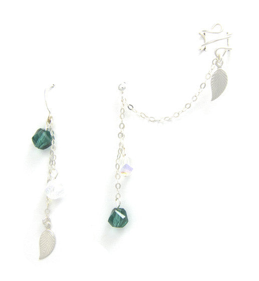 Sterling Silver Leaf Swarovski Crystal 