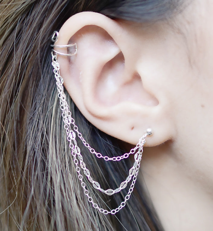 Rose-Gold-Delicate-Chain-Ear-Cuff-Earrings | Otis Jaxon Jewellery