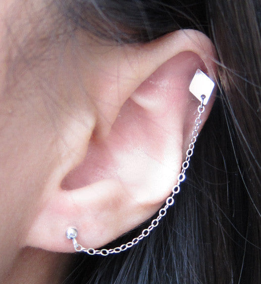 Sterling Silver Solid Diamond Stud 