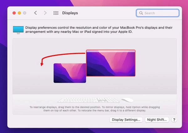 change monitor 1 and 2 on mac