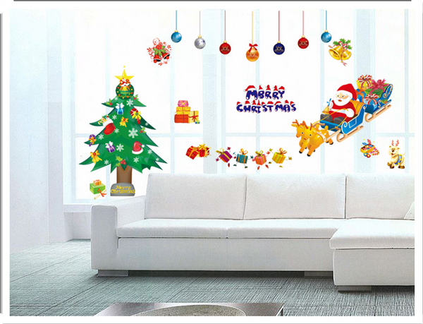 Santa & Christmas Tree Sticke removable wall decal in ...