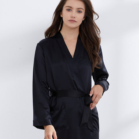 19 Momme Classic Full Length Silk Long Robe
