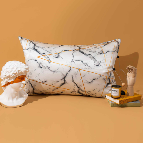 19 Momme Marble Zipper Silk Pillowcase