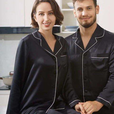 black silk pajamas for couples