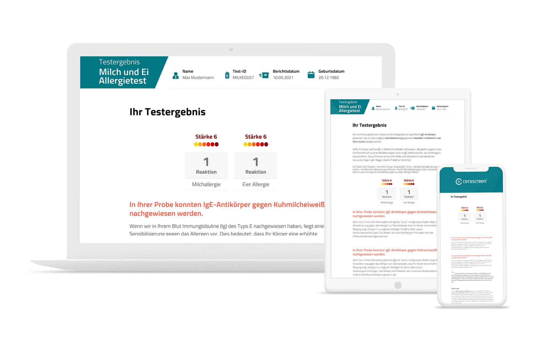 Ergebnisbericht des Milch- und EI-Allergie Tests