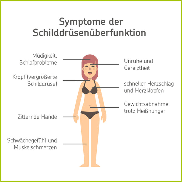 Infografik: Häufige Symptome der Schilddrüsenüberfunktion