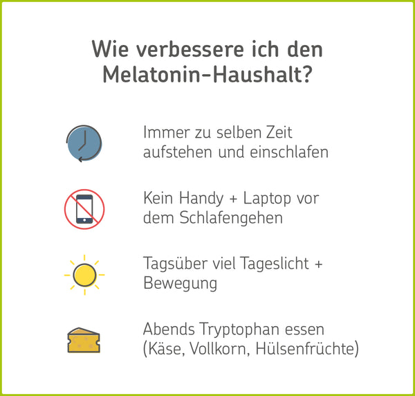 Infografik: Tipps für einen besseren Melatonin-Haushalt