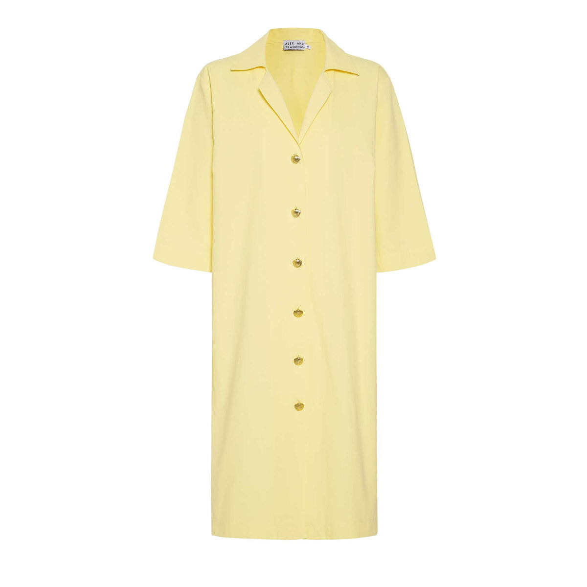 Ischia shirt dress with gold anchor buttons, limone – ALEX AND TRAHANAS