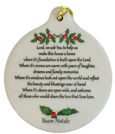 Buon Natale Ornament.Buon Natale Italian Blessing Porcelain Ornament Gift Boxed Rhinestone Laurie G Creations