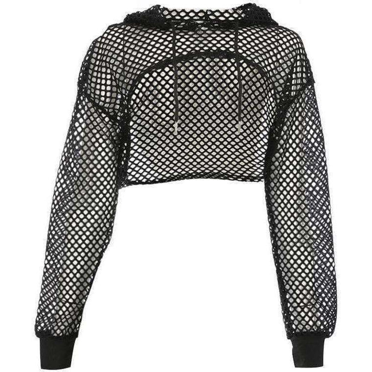 fishnet hoodie jacket