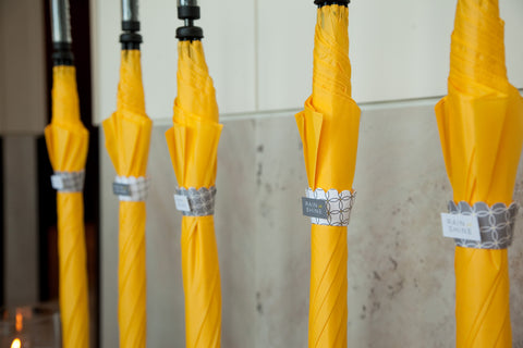 Yellow umbrellas for guests