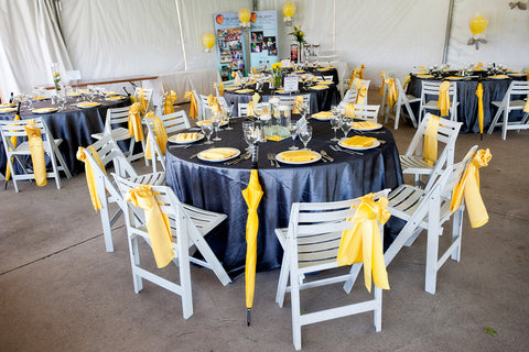 Yellow umbrellas at the table
