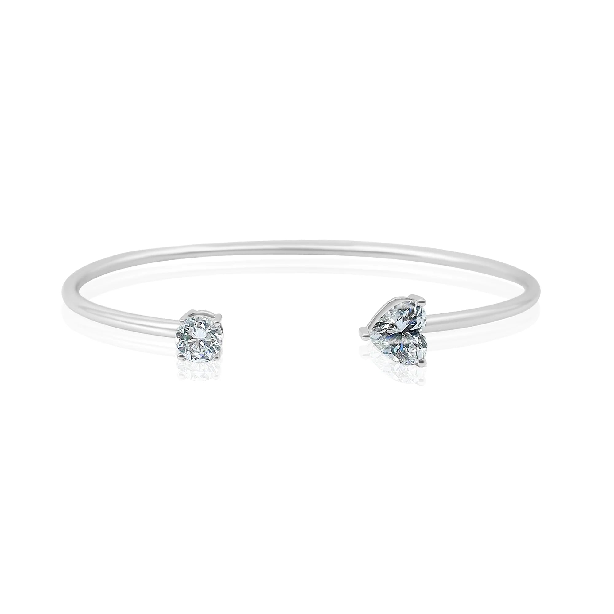 LAB GROWN ROUND AND HEART DIAMOND BANGLE