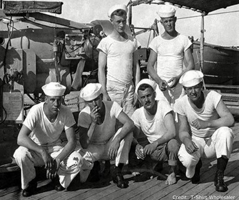 U.S. Navy wearing t-shirts as part of their uniform