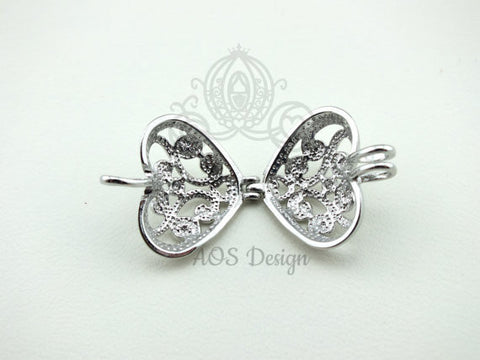 Scroll Work Heart Pearl Cage Silver Plated Fairy Scroll Work Heart Hol ...