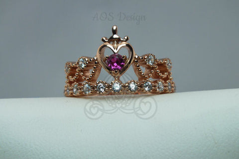 Snow White Princess Sword Heart Ring 18 Kt Rose Gold Plated Sterling S Aos Design
