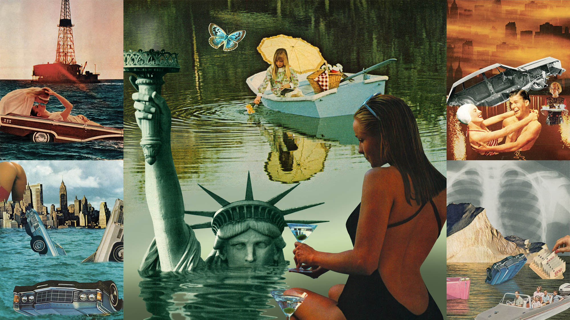 Global Warming retrocollage awareness by Joan Seed