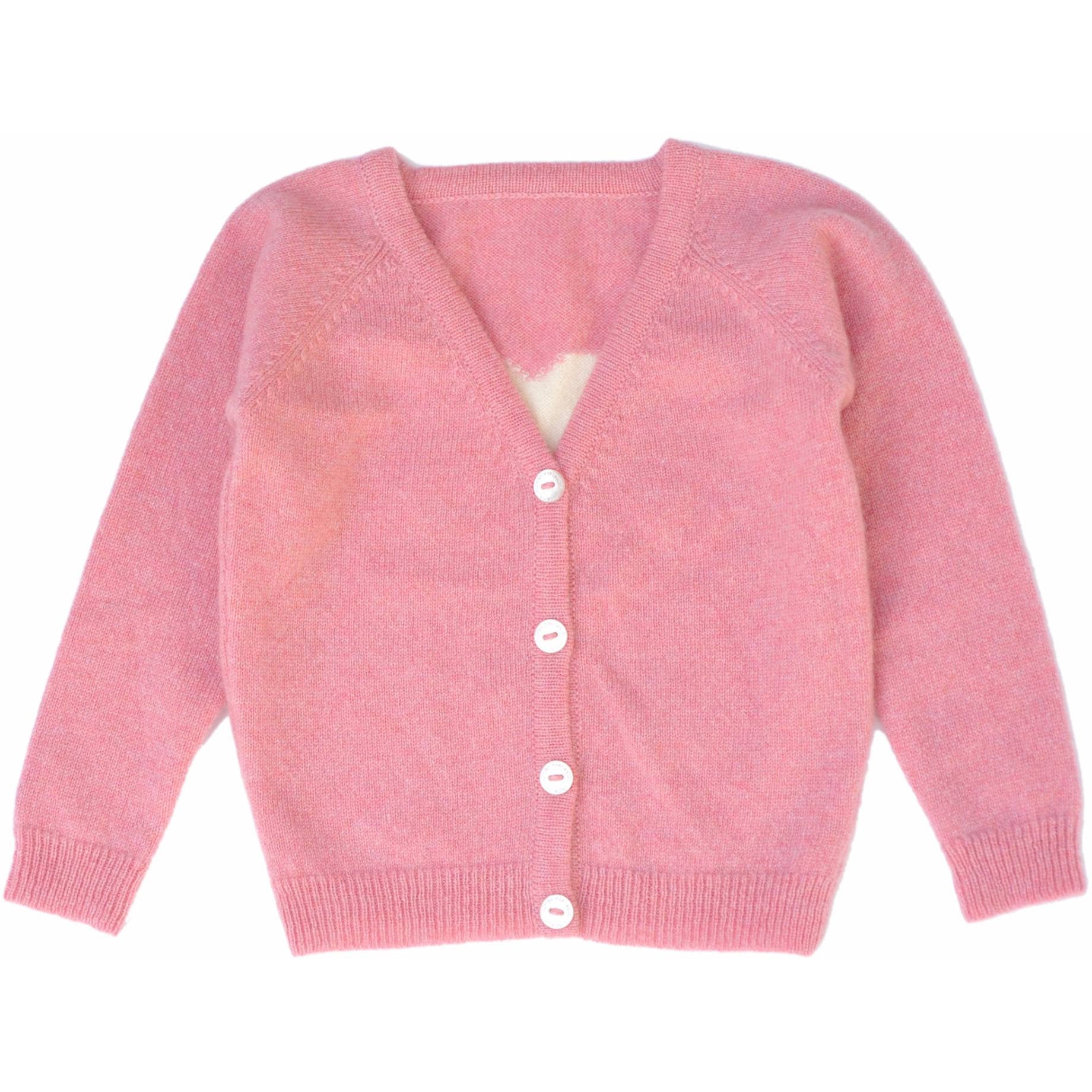 Rose Cashmere Cardigan with Heart | BubbleChops LLC