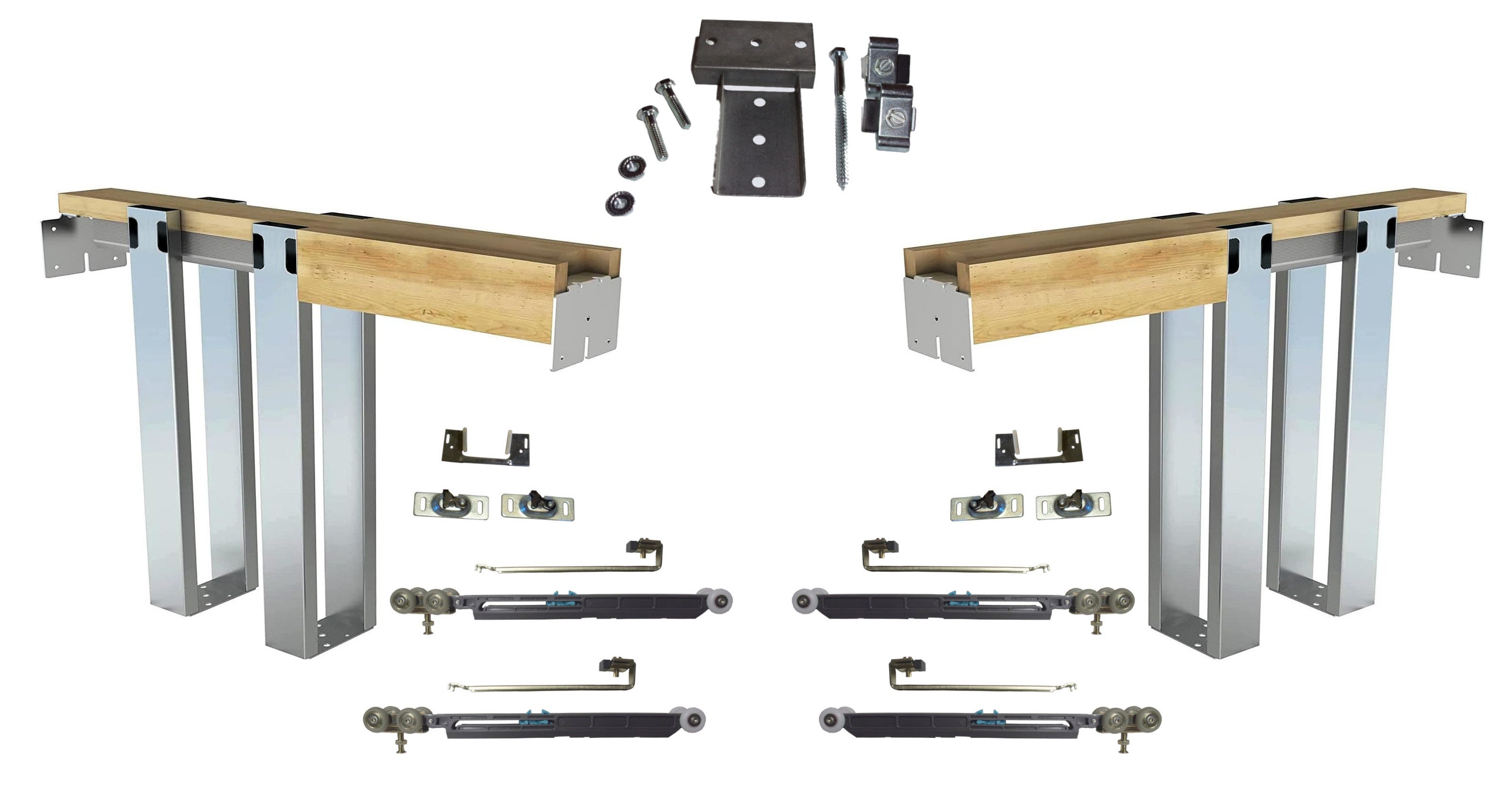 HBP-DOUBLE- 2 x 4 - Pocket Door Frame Kit with Soft Close and Soft Open ( 80", 84" and 96"Height Doors)