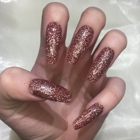 Rose Gold Glitter Coffin Nails