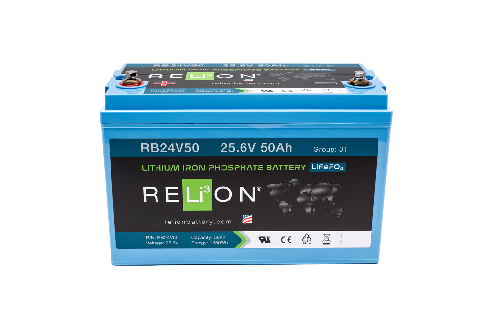 Het apparaat Tussen dempen RELiON 24V 50Ah RB24V-50 LiFePO4 Deep Cycle Battery