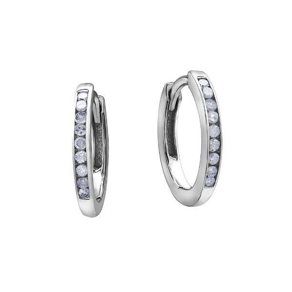 10k White Gold & Diamond Channel Set Hoops – Carters Jewellers Northern BC