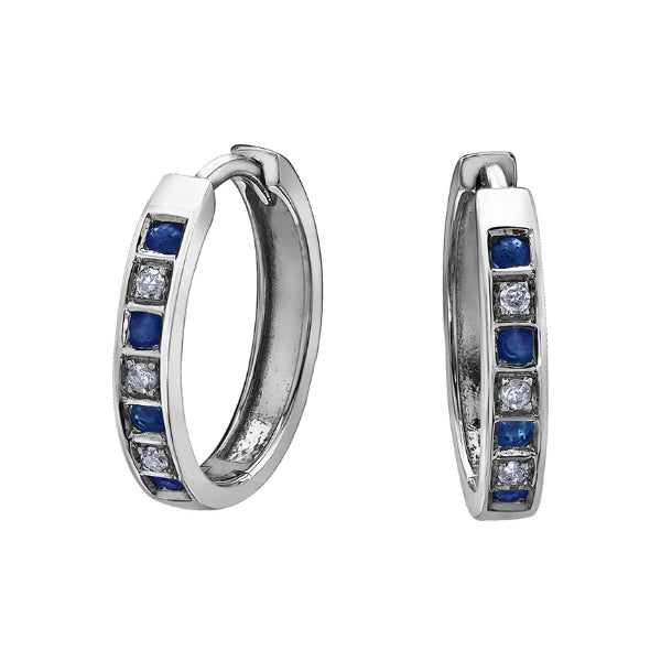 10k White Gold Diamond & Blue Sapphire Huggie Earrings – Carters ...