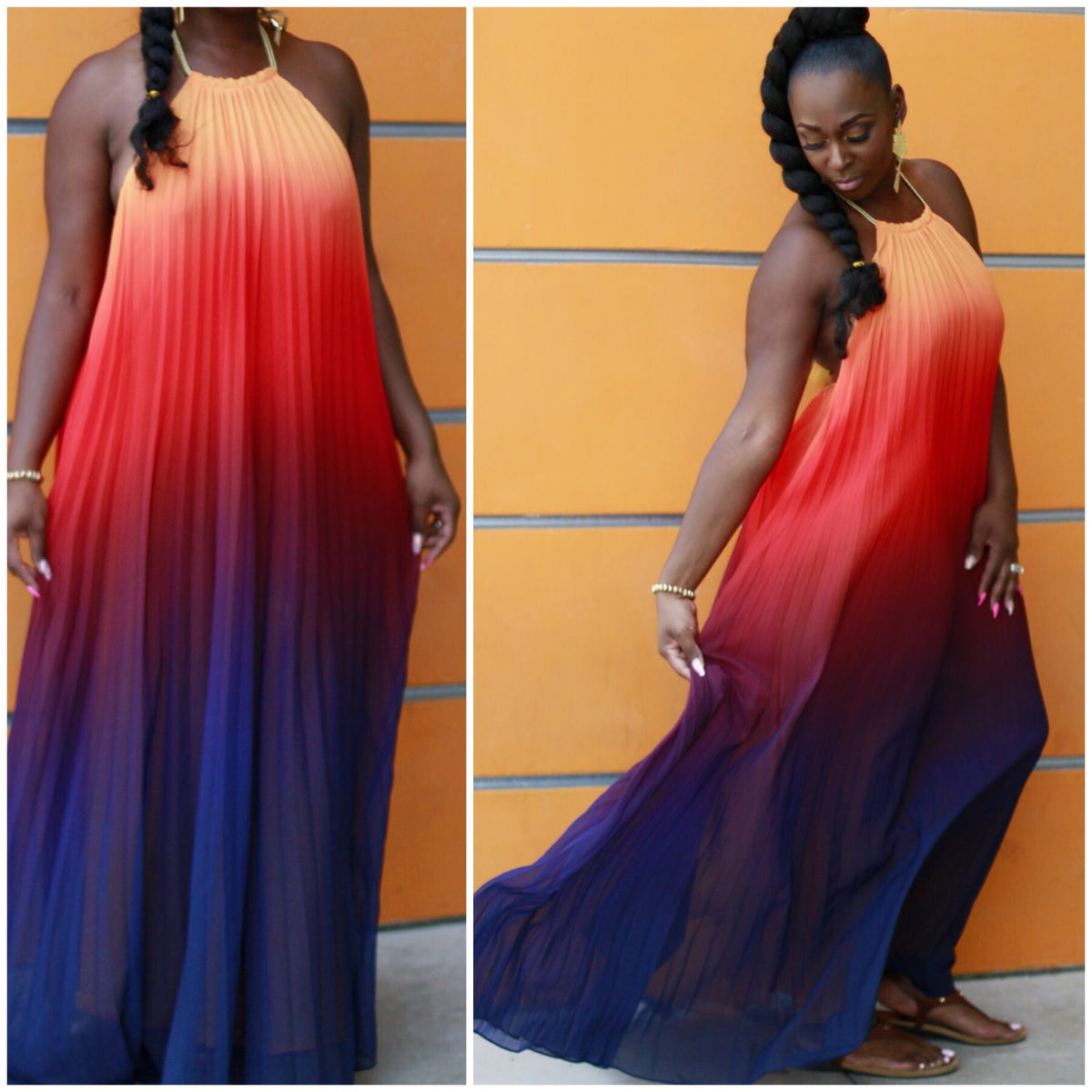Mojave Sunset Pleated Maxi Dress – emoriejordon
