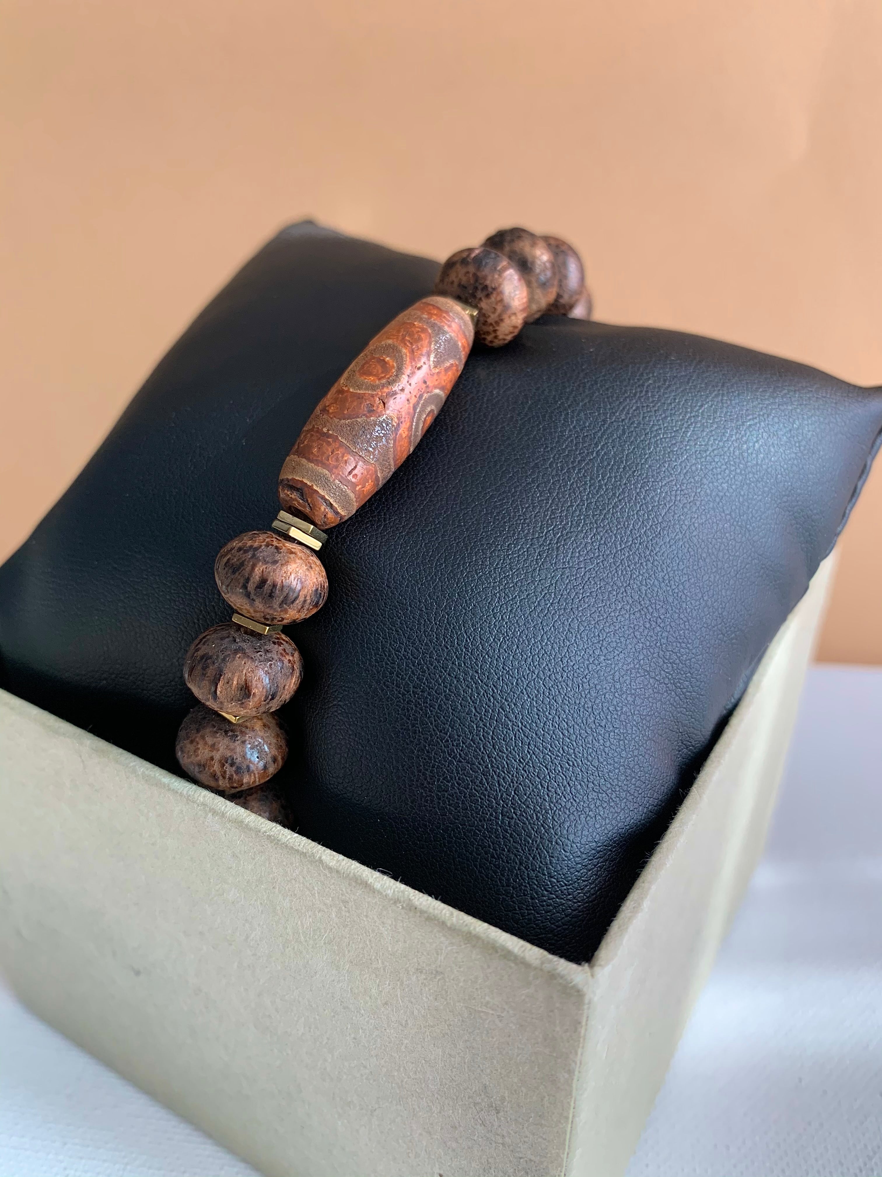 Tibetan Stone and Coconut Wood Bracelet