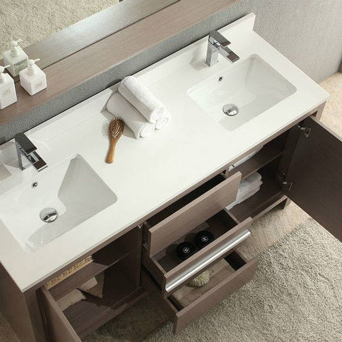 Fresca Allier 60 inch Gray Oak Modern Double Sink