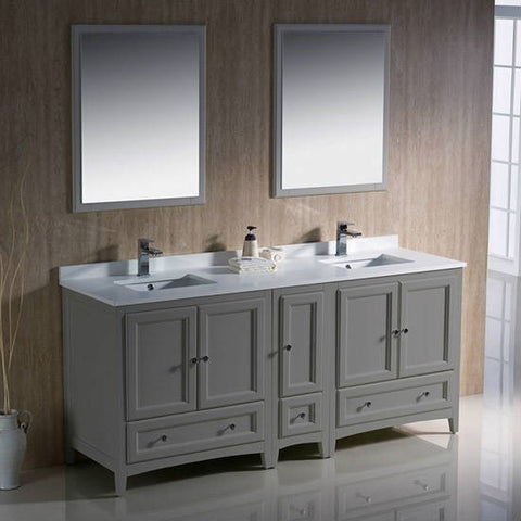 72-Inch Fresca Oxford Grey, Double-Sink Bathroom Vanity