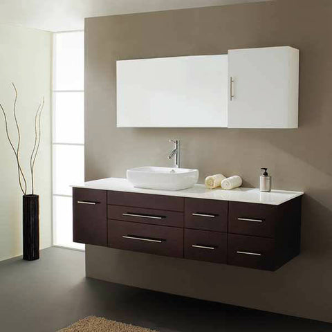 35"/40" Modern Floating Bathroom Vanity Set With Single Sink  White and