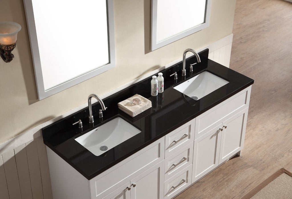 Ariel Hamlet 73 White Modern Double Sink Vanity Set W Black