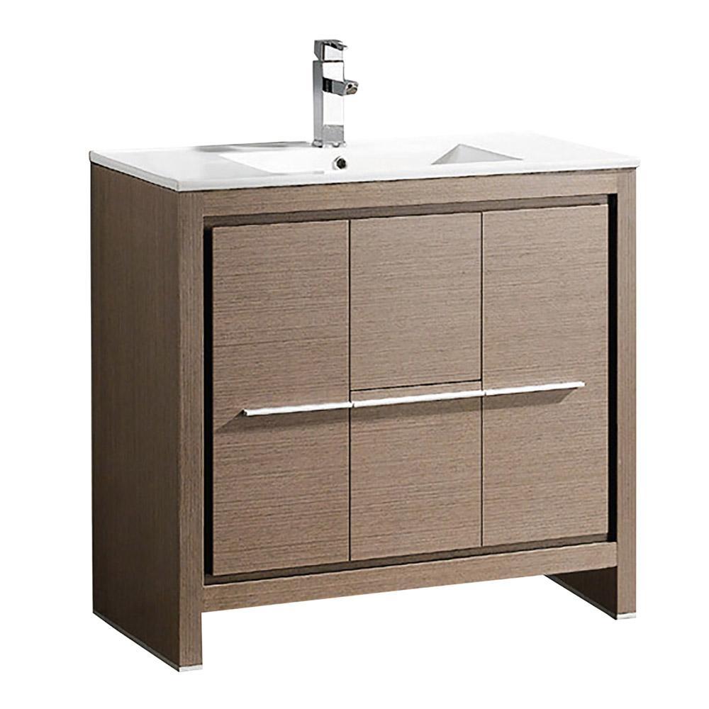 Fresca Allier 36 Gray Oak Modern Bathroom Cabinet W Sink Dream Bathroom Vanities 