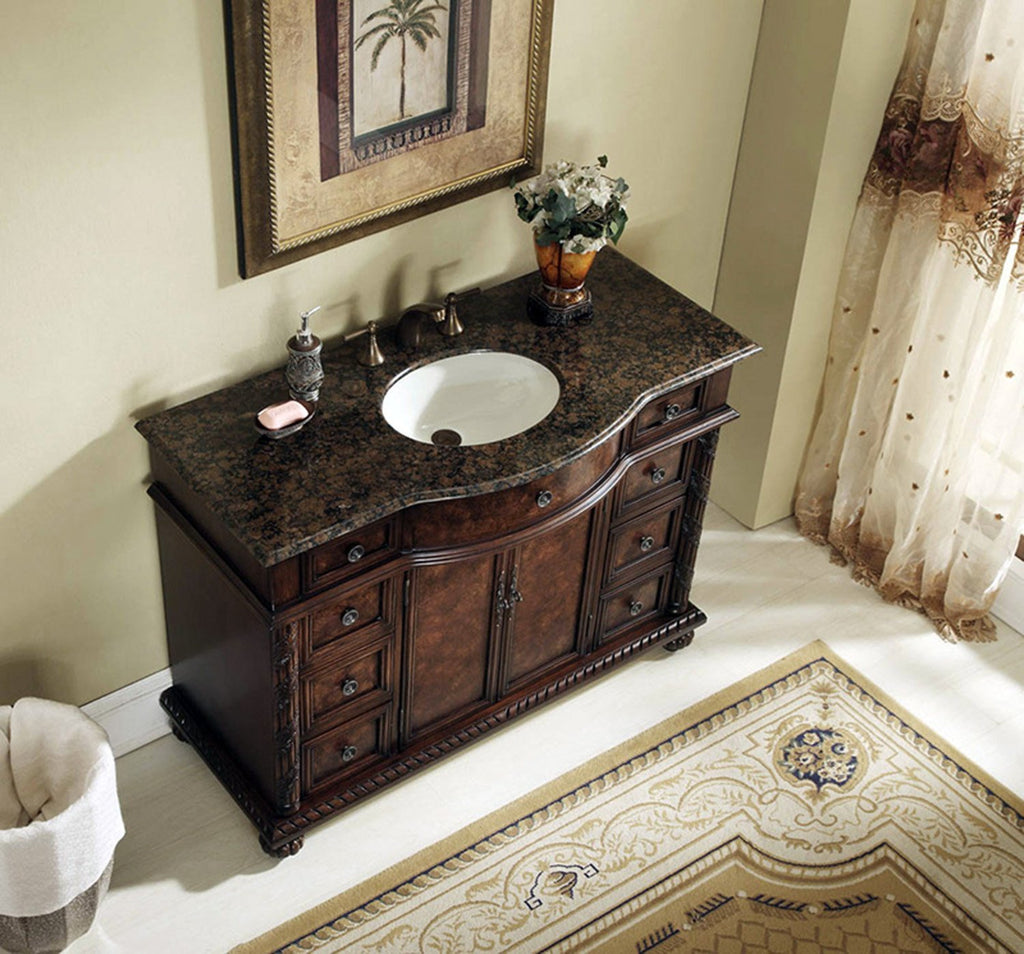 Stufurhome 48 inch Amelia Single Sink Vanity with Baltic Brown Granite ...