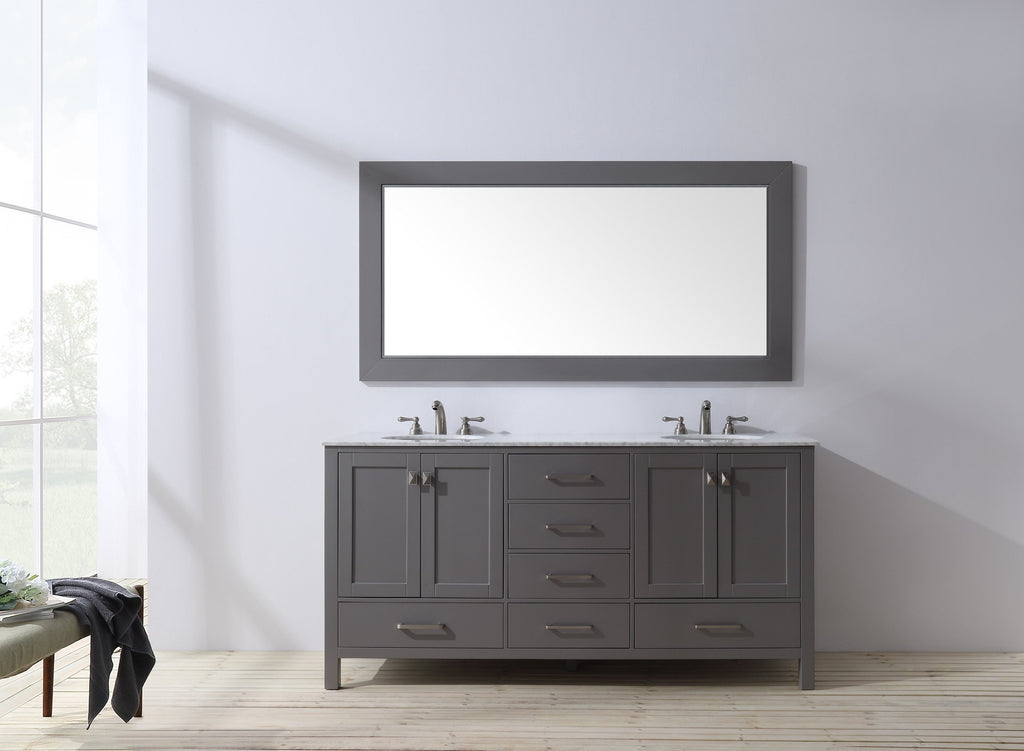 Stufurhome 72 inch Malibu Grey Double Sink Bathroom Vanity with Mirror ...